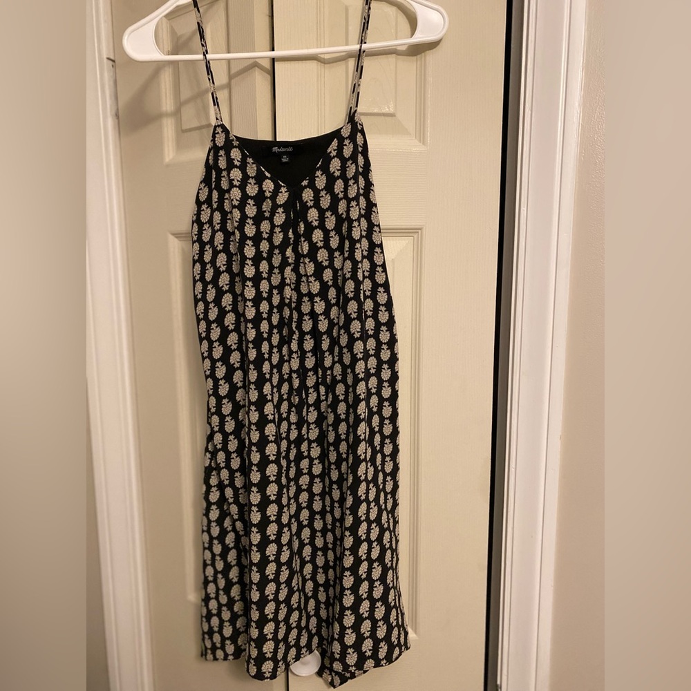 Madewell Black and White Spaghetti Strap Sundress